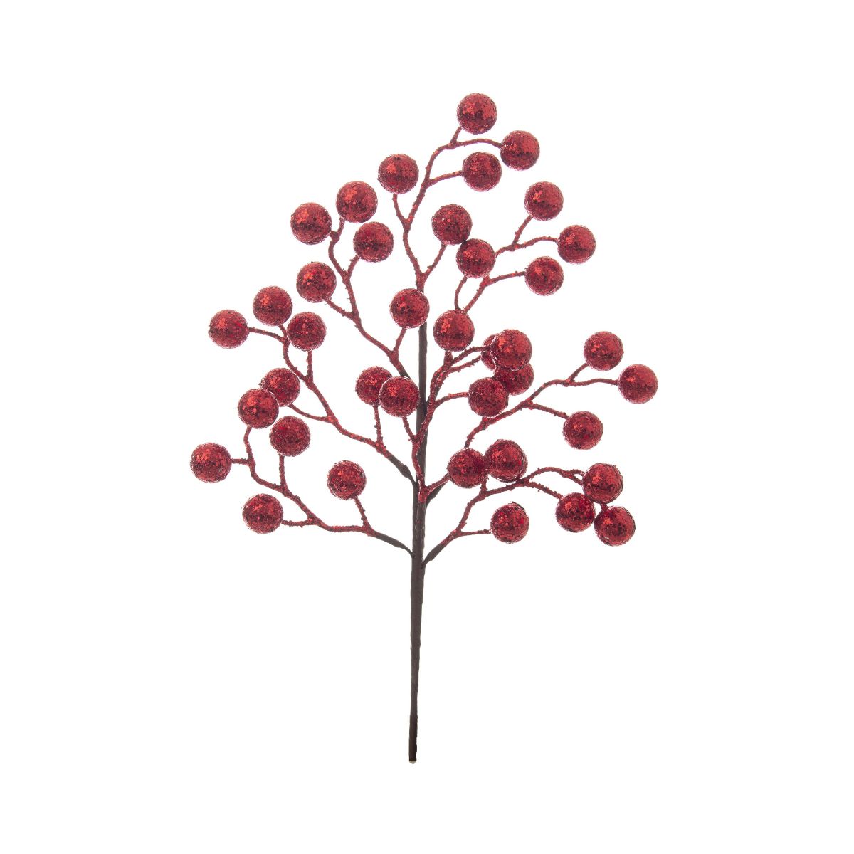 Decoratiuni de interior - Decoratiune rosie din metal si spuma sintetica 45 cm Berries Branch Bizzotto, hectarul.ro