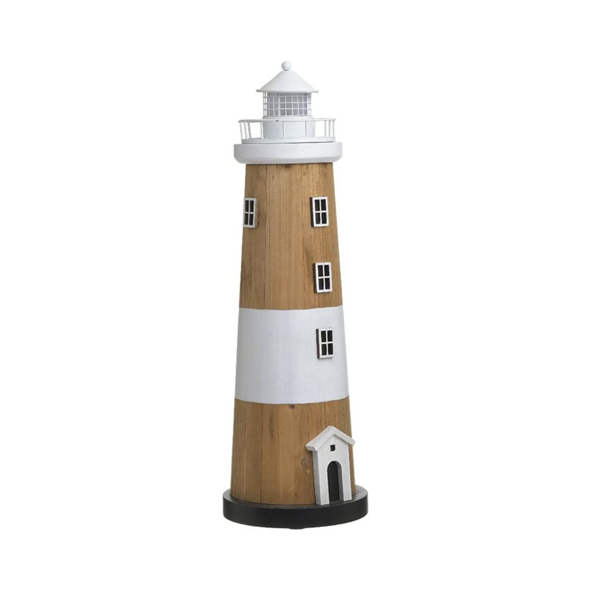 Decoratiuni de interior - Felinar din lemn si metal, cu LED, Ø15Χ46 cm Lighthouse Inart, hectarul.ro