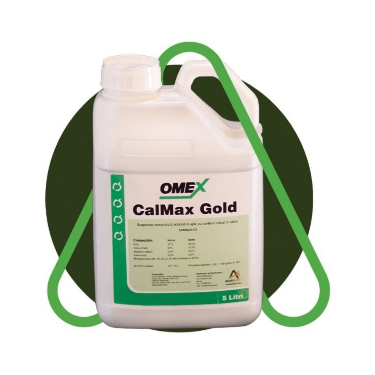 Fertilizanti complecsi - Fertilizant foliar cu calciu 22%, aminoacizi 9%, azot 15% si microelemente Calmax Gold, 5 L, hectarul.ro