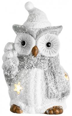 Decoratiuni de Craciun - Figurină de Crăciun MagicHome, Bufniță cu brad, LED, hectarul.ro