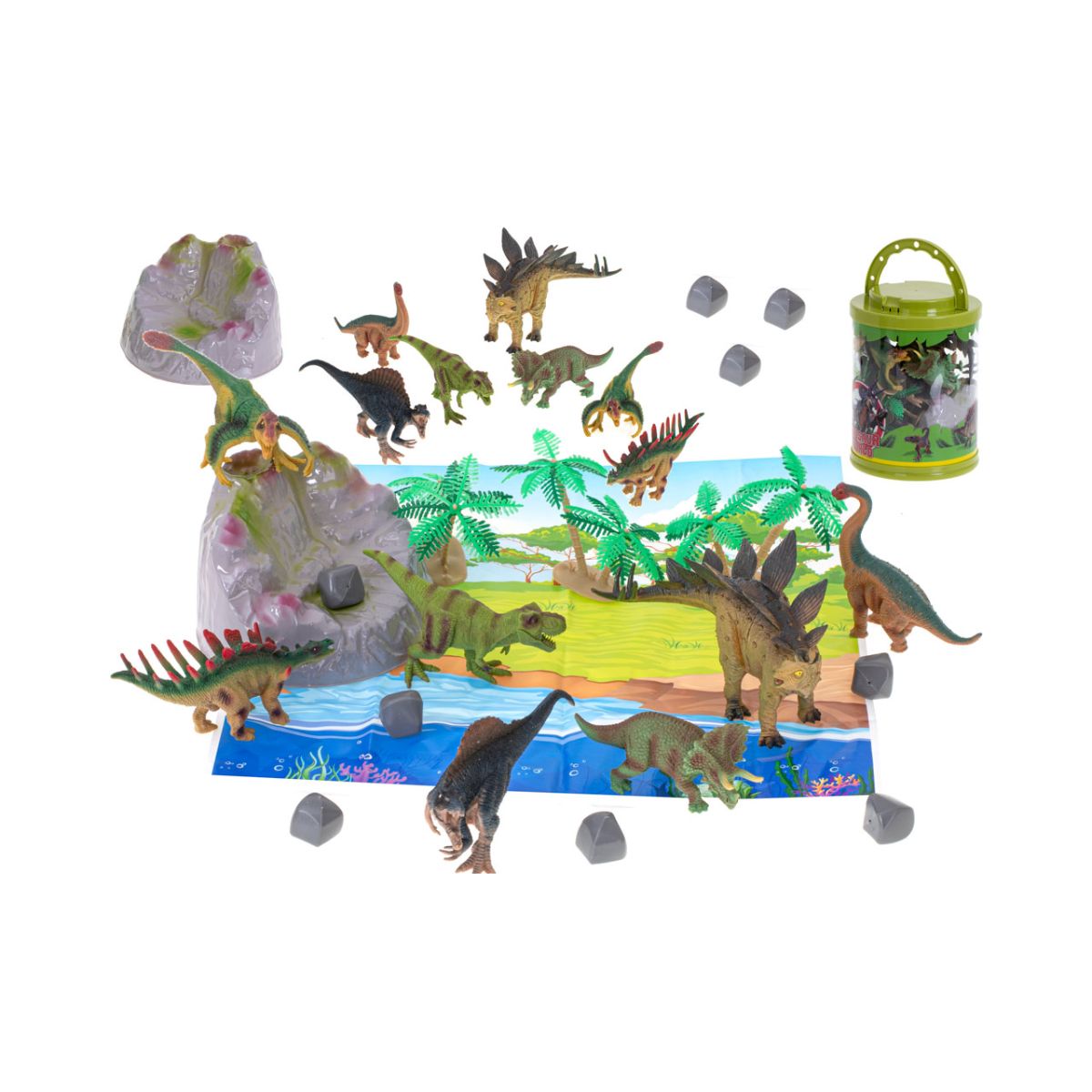 Jucarii interior - Figurine dinozauri+saltea si accesorii, 7 buc, hectarul.ro