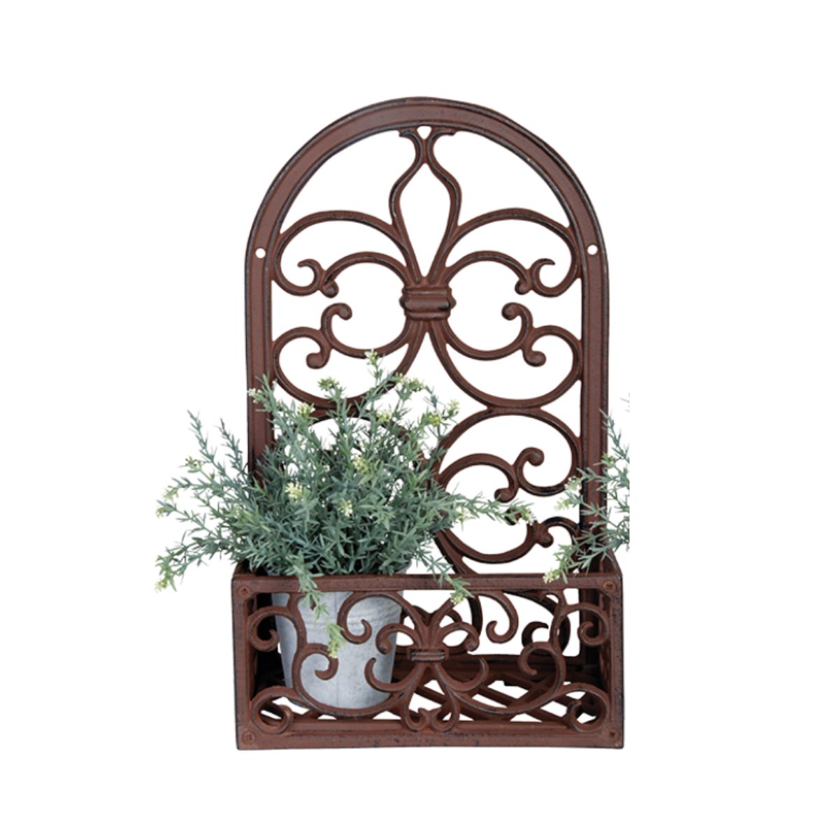 Jardiniere - Jardiniera ruginie din oțel turnat Window Half Round Esschert Design, hectarul.ro
