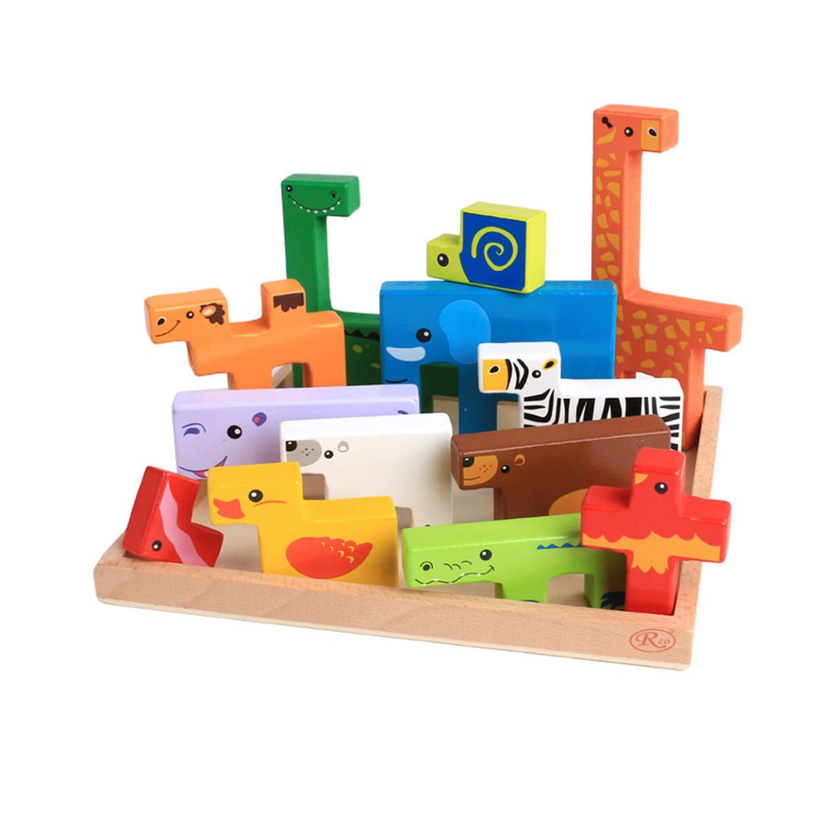Jucarii interior - Joc educativ din lemn - Tetris - cu animale 3D, WD 2511, hectarul.ro