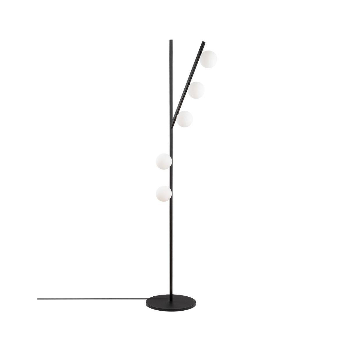 Mobilier interior - Lampadar negru/alb din metal si sticla cu 5 becuri Domino, hectarul.ro