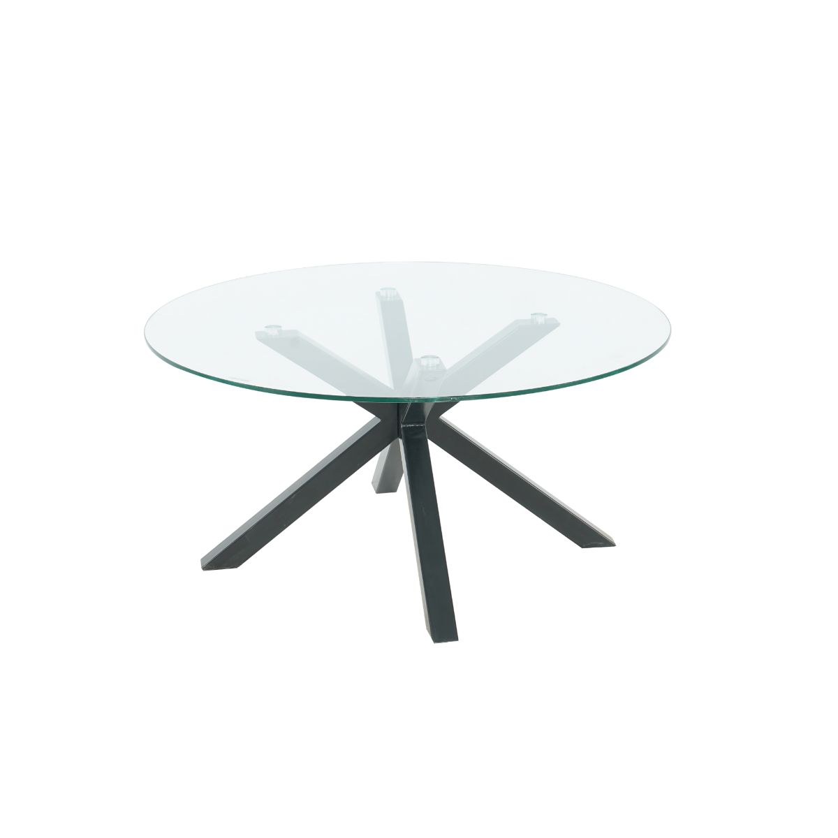 Mobilier interior - Masuta de cafea rotunda cu cadru metalic si blat din sticla securizata, 80 cm diametru, 40 cm inaltime, hectarul.ro