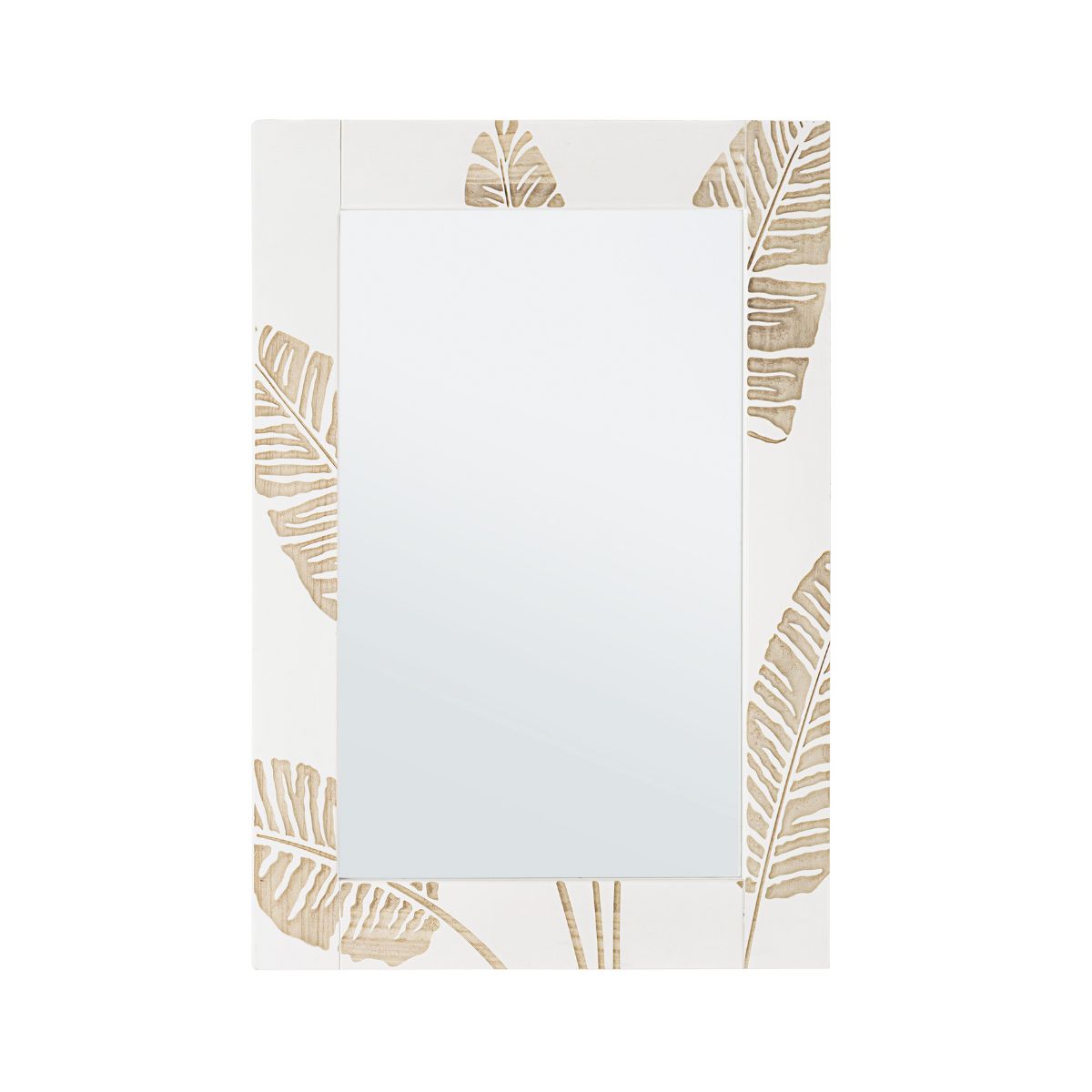 Decoratiuni de interior - Oglinda alb/maro din lemn, MDF si sticla 76x54 cm Folium Bizzotto, hectarul.ro