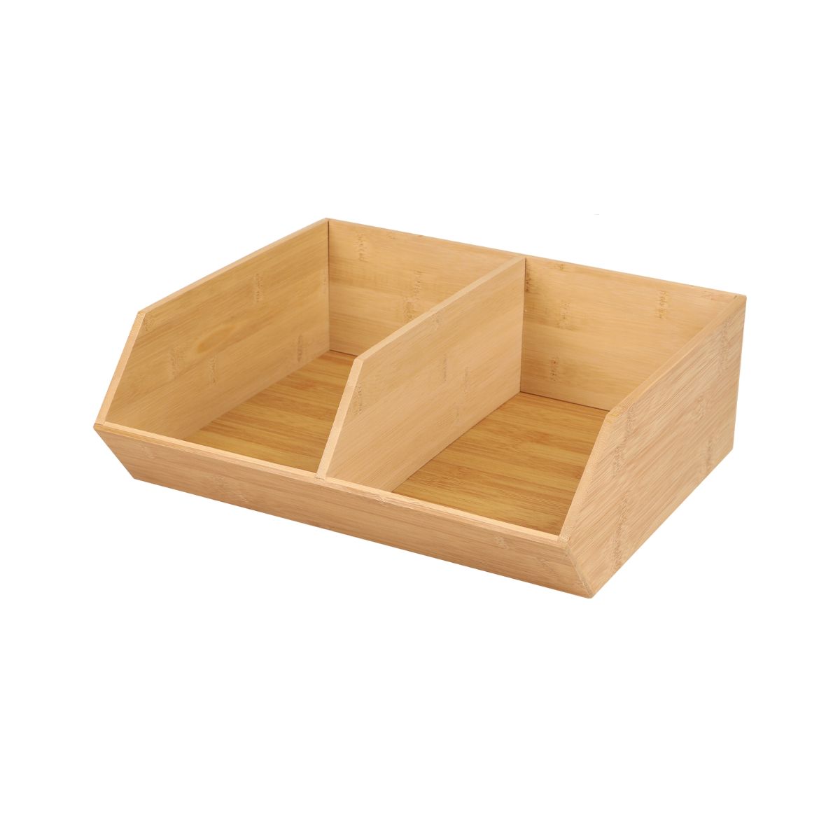 Baie - Organizator din bambus pentru accesorii cu 2 compartimente 31 x 35 x 12 cm Bambou & Co, hectarul.ro