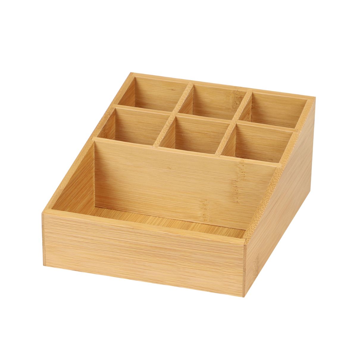 Baie - Organizator din bambus pentru cosmetice cu 7 compartimente 17 x 21 x 9 cm Bambou & Co, hectarul.ro