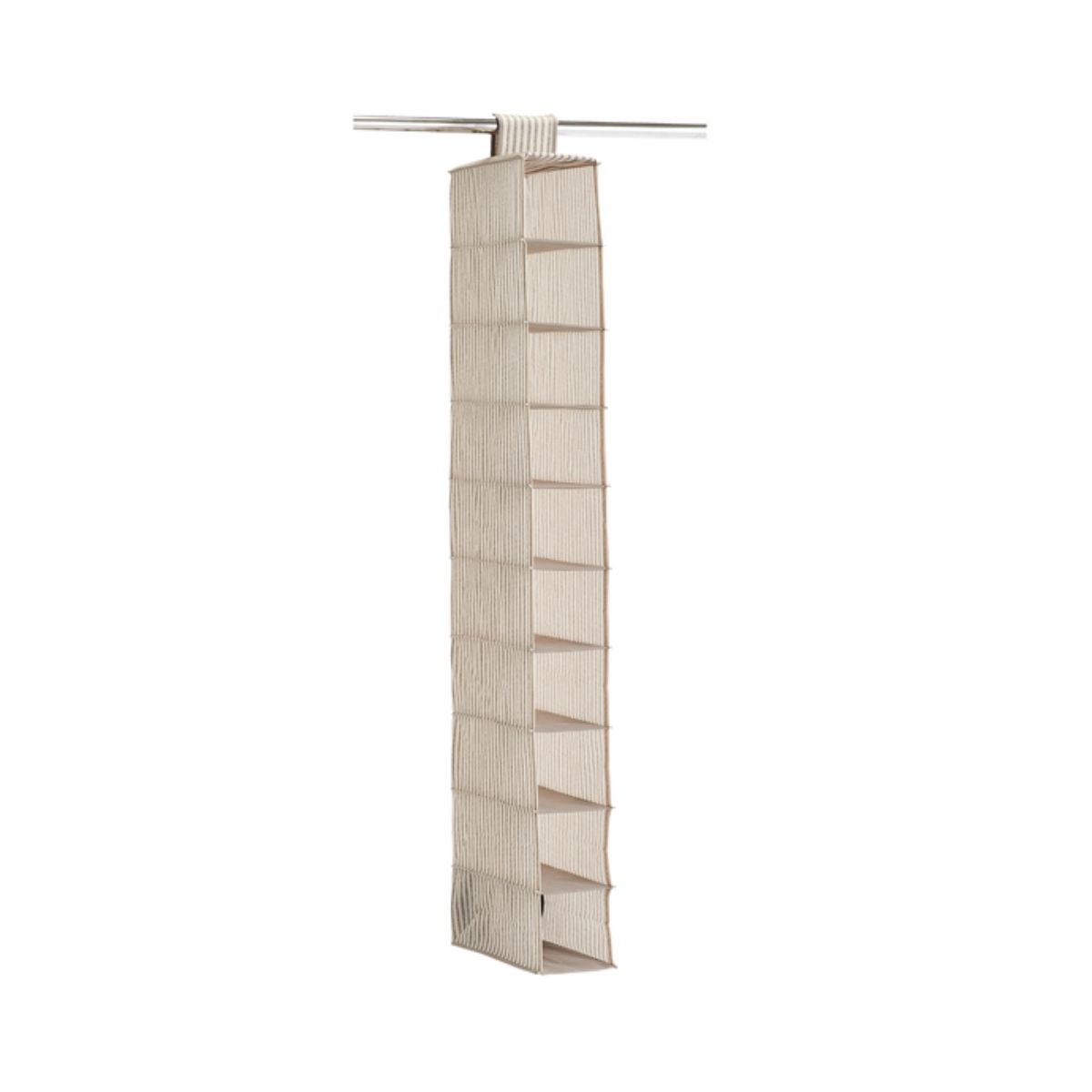 Mobilier interior - Organizator suspendat pentru dulap, 10 compartimente, bej din material textil Stripes Zeller, hectarul.ro