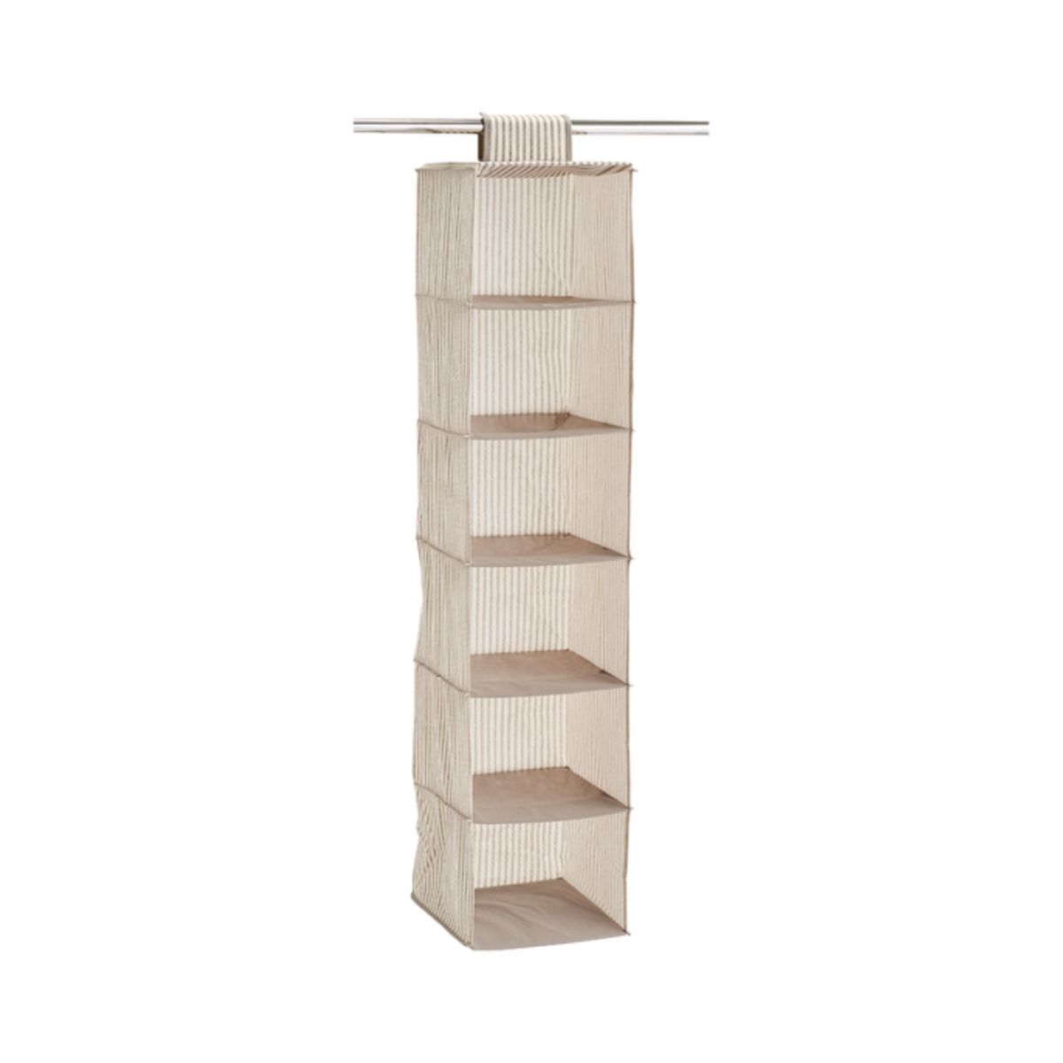 Mobilier interior - Organizator suspendat pentru dulap, 6 compartimente, bej din material textil Stripes Zeller, hectarul.ro