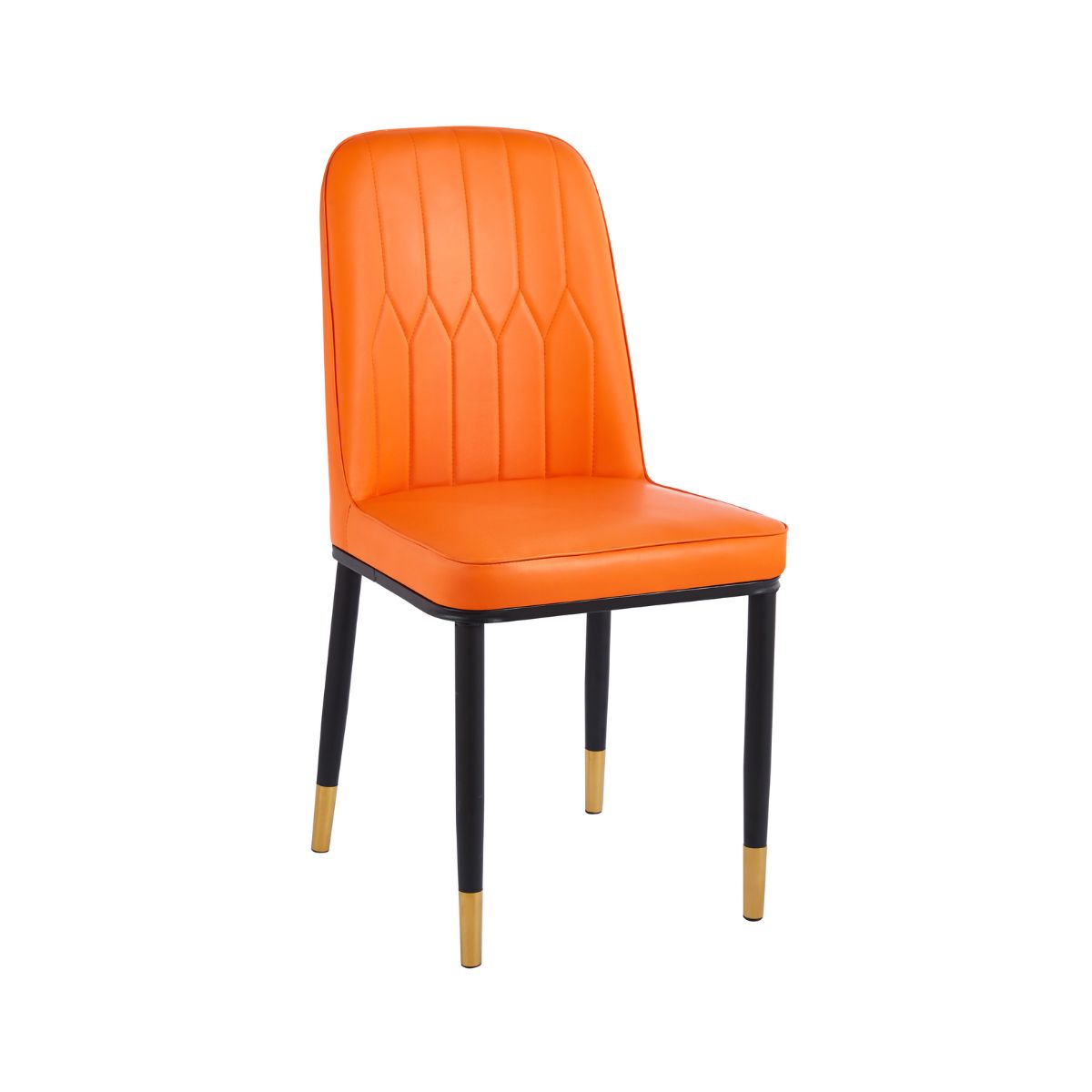 Mobilier interior - Scaun cu cadru metalic tapitat cu piele artificiala de culoare portocaliu, hectarul.ro