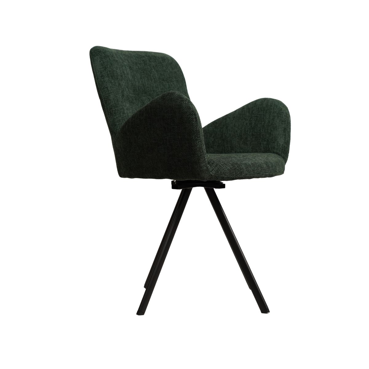 Mobilier interior - Scaun de dining, verde, din material textil si cadru metalic cu picioare rotative, hectarul.ro