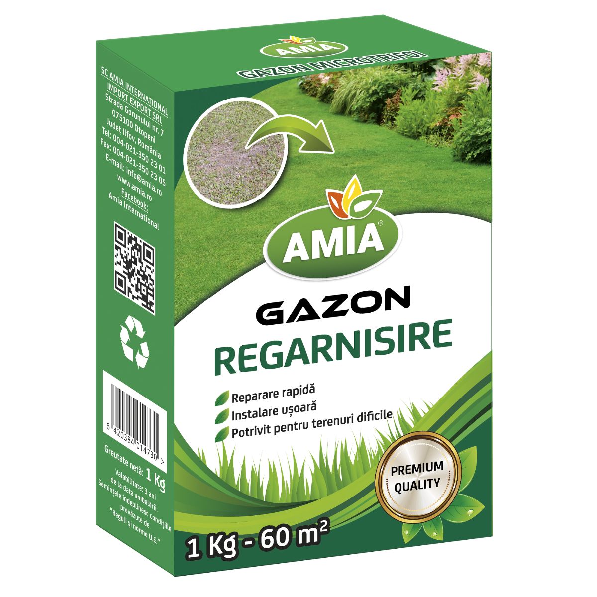Seminte gazon - Seminte Gazon REGARNISIRE AMIA 1 Kg, hectarul.ro