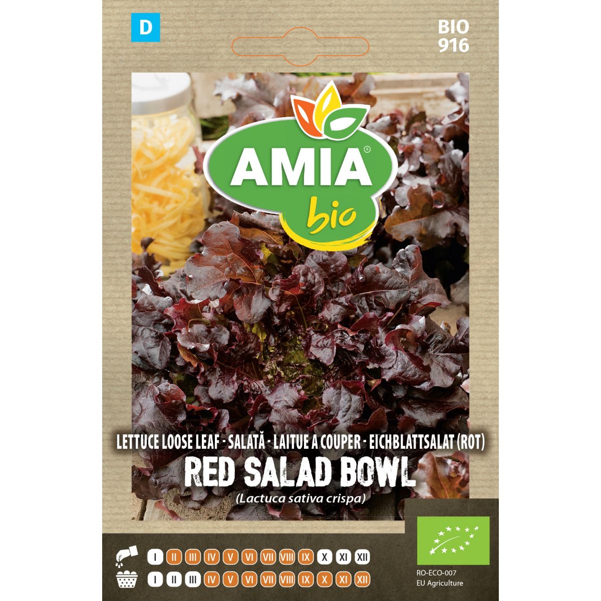 Salata Verde - Seminte Salata Red Salad Bowl BIO AMIA 2.5gr, hectarul.ro