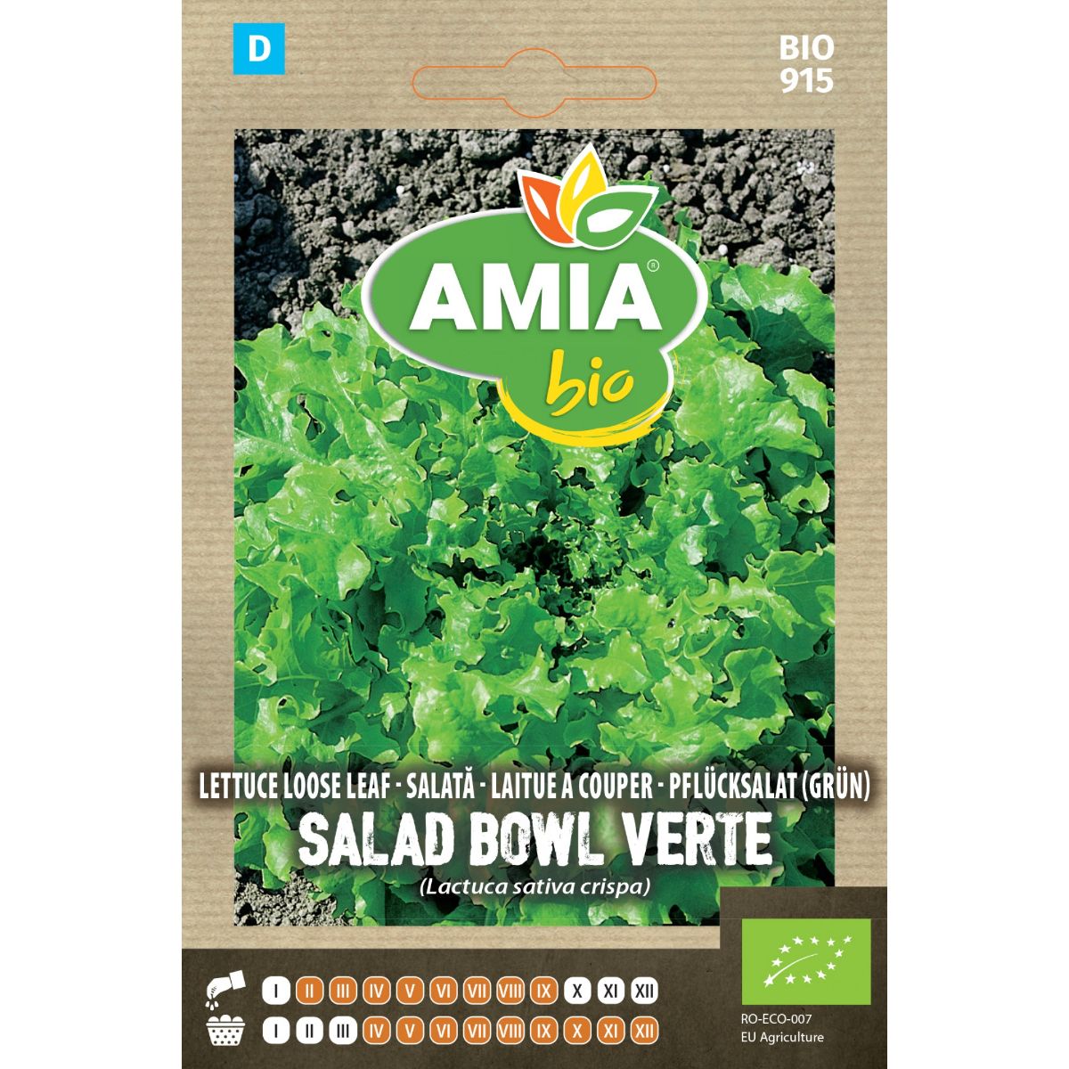 Salata Verde - Seminte Salata Verte Salad Bowl BIO AMIA 0.6gr, hectarul.ro