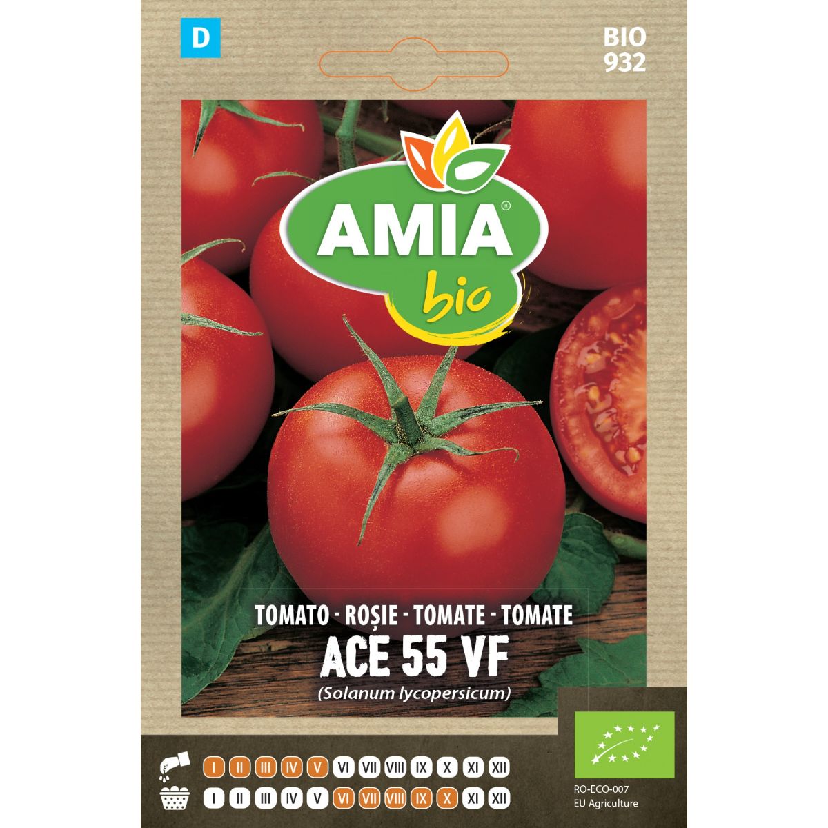 Tomate - Seminte Tomate Ace 55 VF BIO AMIA 0.15gr, hectarul.ro