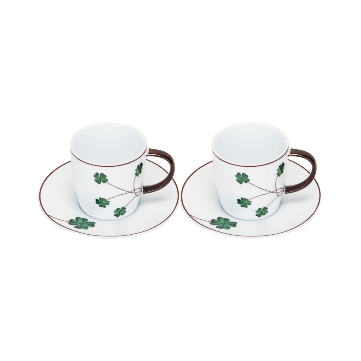 Bucatarie - Set 2 cesti cu farfurioara din portelan, 11cl, Cloverleaf Cosy&Trendy, hectarul.ro