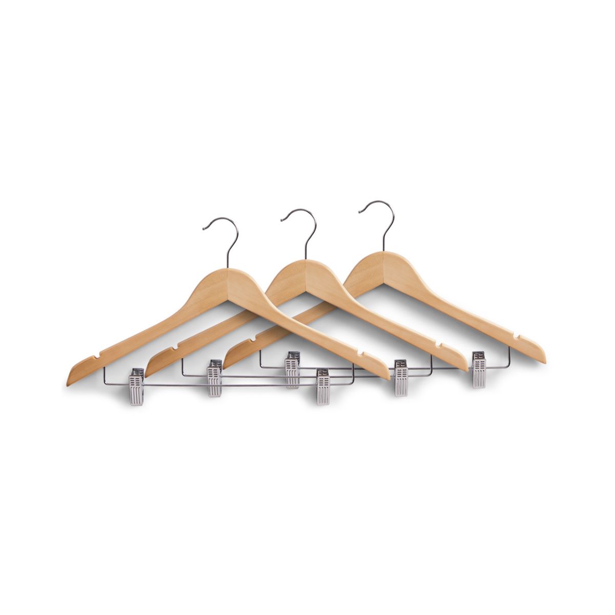 Mobilier interior - Set 3 umerase de haine cu clipsuri, din lemn, Clothes Hanger Set Zeller, hectarul.ro