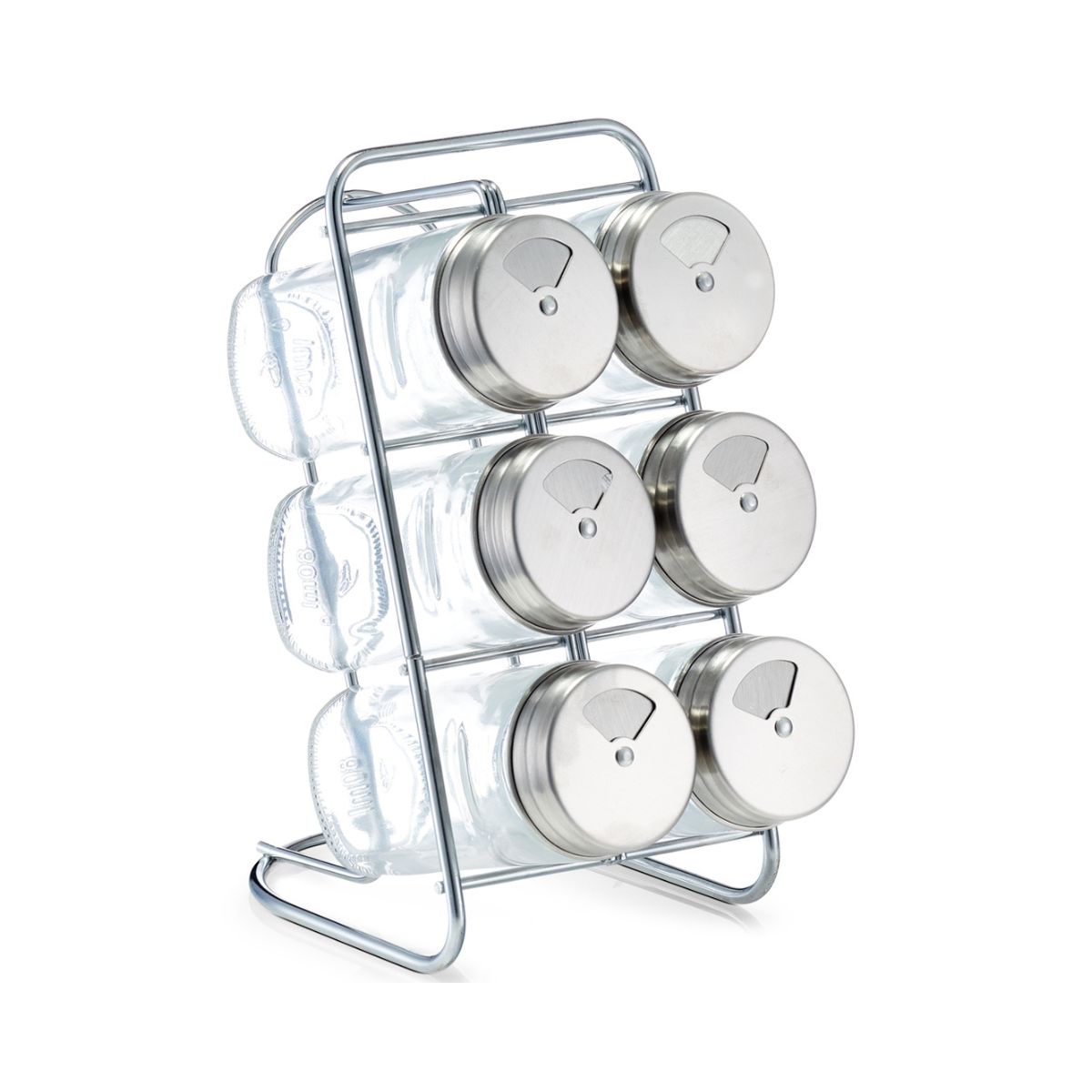 Bucatarie - Set 6 recipiente pentru condimente, cu suport, din sticla, 18 cm, Spice Rack Zeller, hectarul.ro