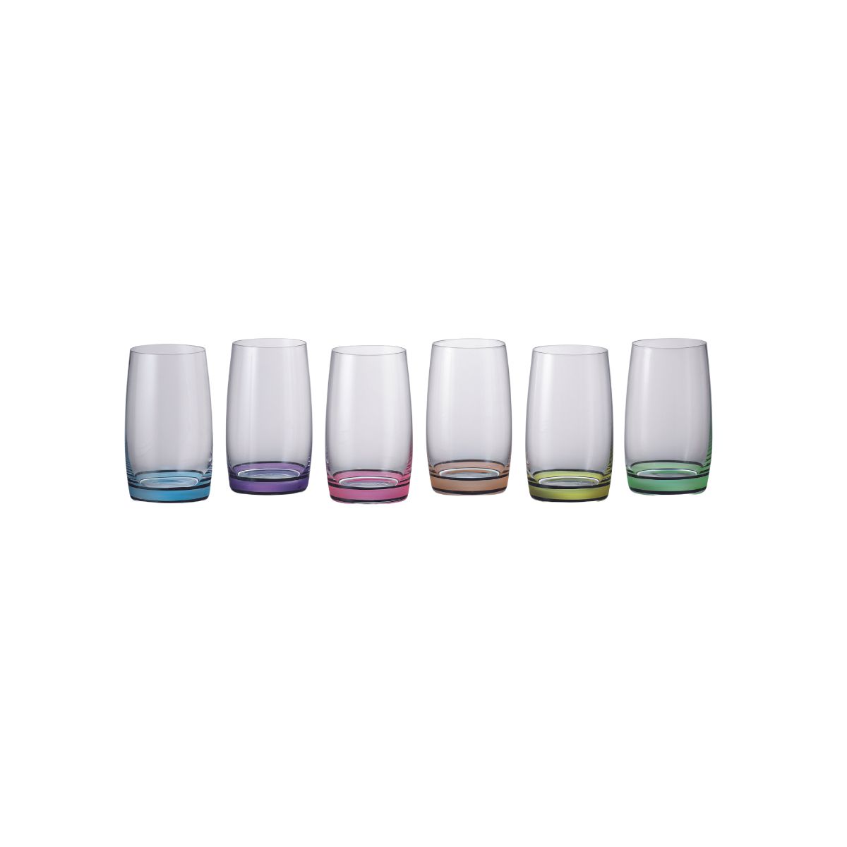 Bucatarie - Set de 6 pahare pentru apa, multicolor, din cristal de Bohemia, 380 ml, Ideal Color HB, hectarul.ro