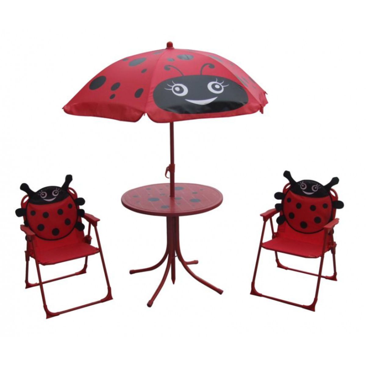 Jucarii exterior - Set mobilier de gradina pentru copii Buburuza - umbrela 105 cm, masa 50 cm, 2 scaune, hectarul.ro