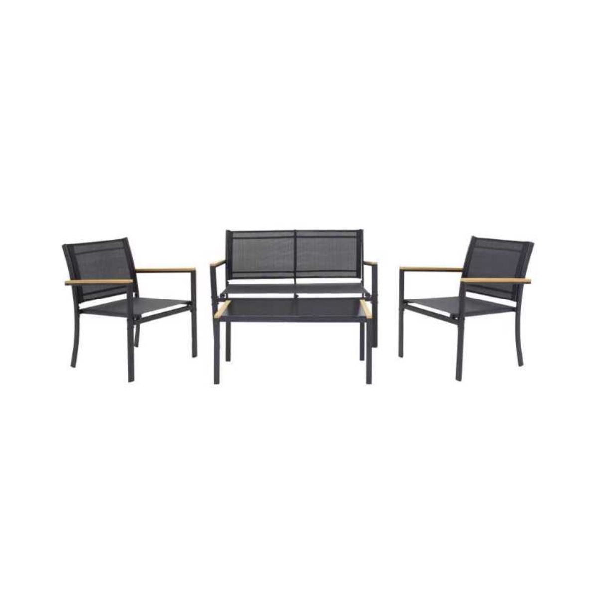 Mobilier terasa - Set mobilier terasa/ gradina cu masa, canapea si scaune negru, hectarul.ro