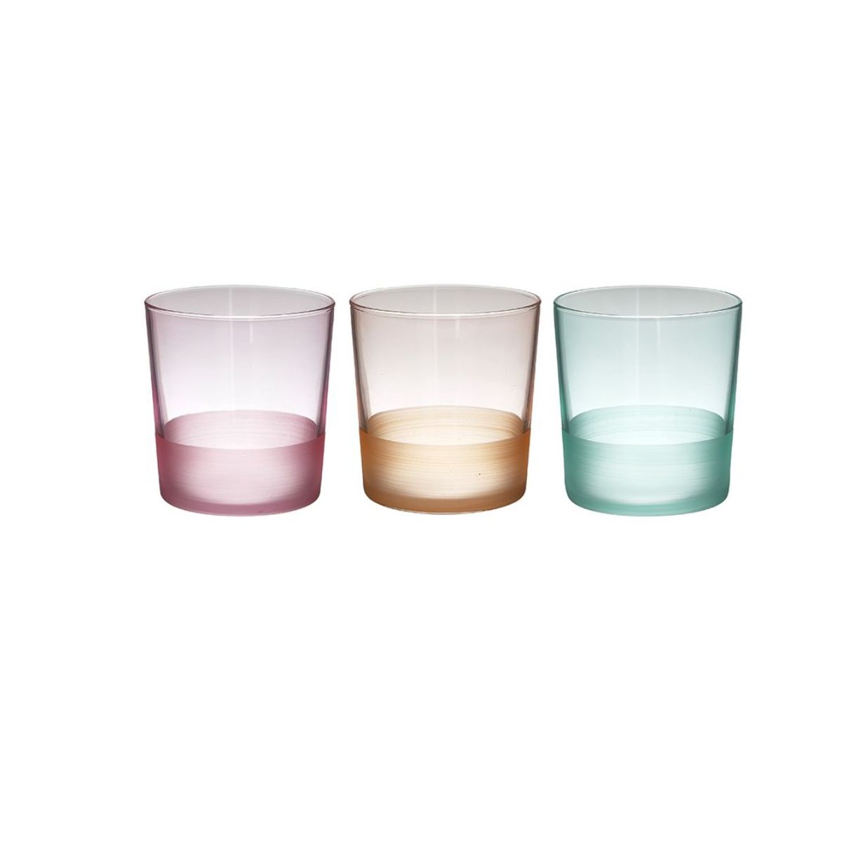 Bucatarie - Set 6 pahare din sticla, 3 culori, 380cc, 8,5x9 cm, hectarul.ro