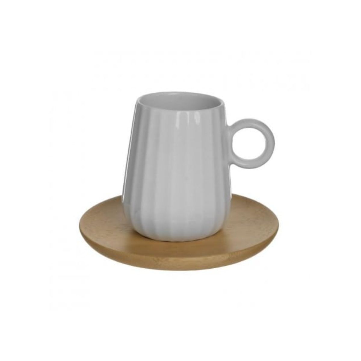 Bucatarie - Set pentru cafea, 6 cesti din portelan cu suport din bambus, 9Χ6Χ7 cm., hectarul.ro