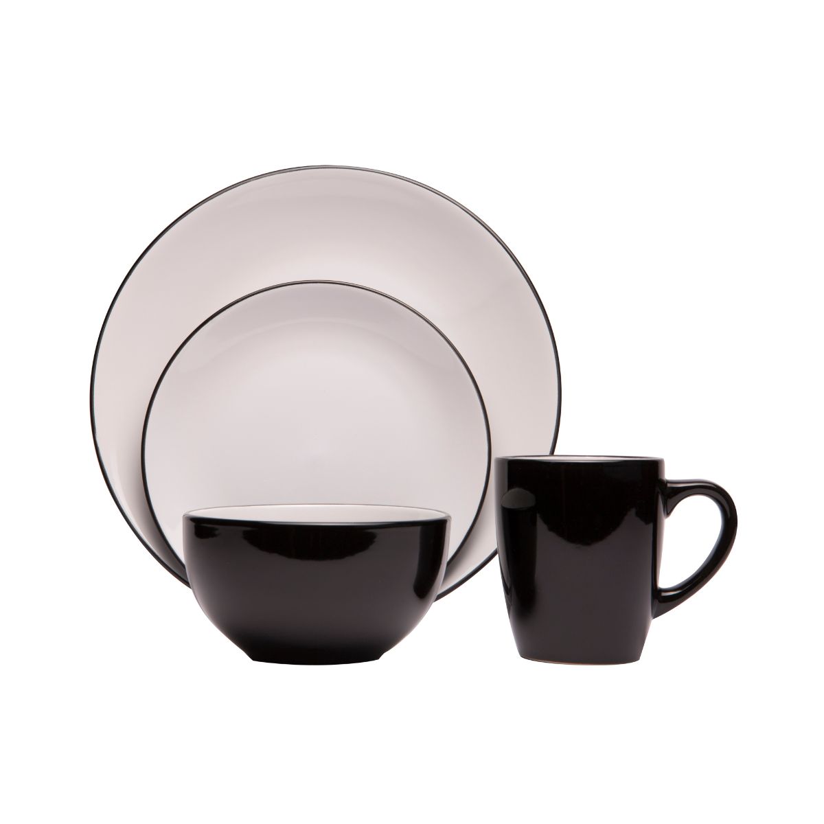 Bucatarie - Set pentru cina, negru/alb, ceramic, pentru 4 persoane, Ancona Cosy&Trendy, hectarul.ro