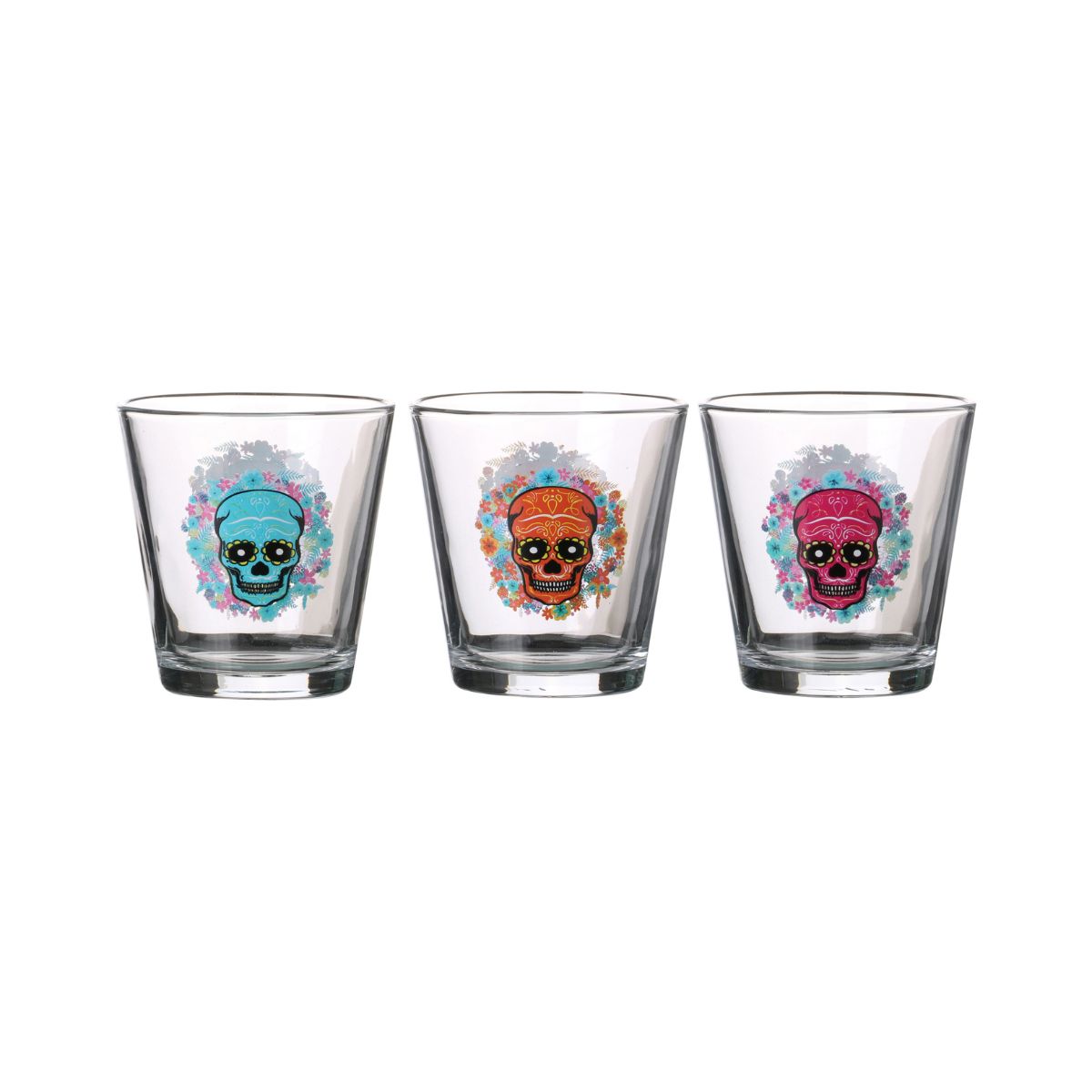 Bucatarie - Set trei pahare tranparente din sticla 25,5 cl Mexican Skull Urban Living, hectarul.ro