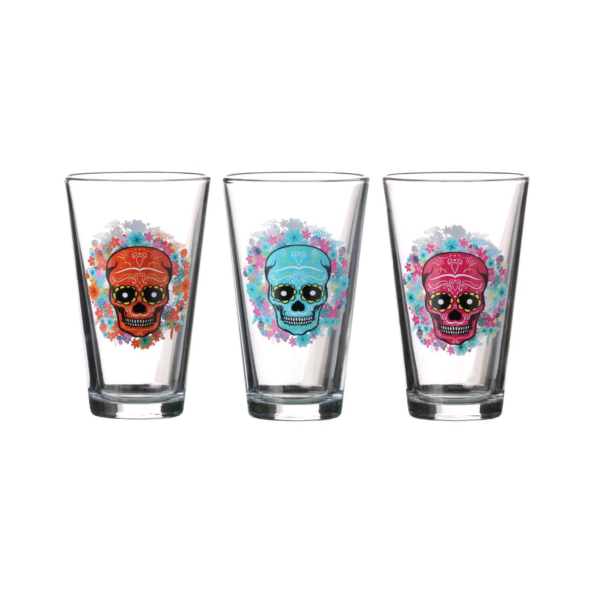 Bucatarie - Set trei pahare tranparente din sticla 32,0 cl Mexican Skull Urban Living, hectarul.ro