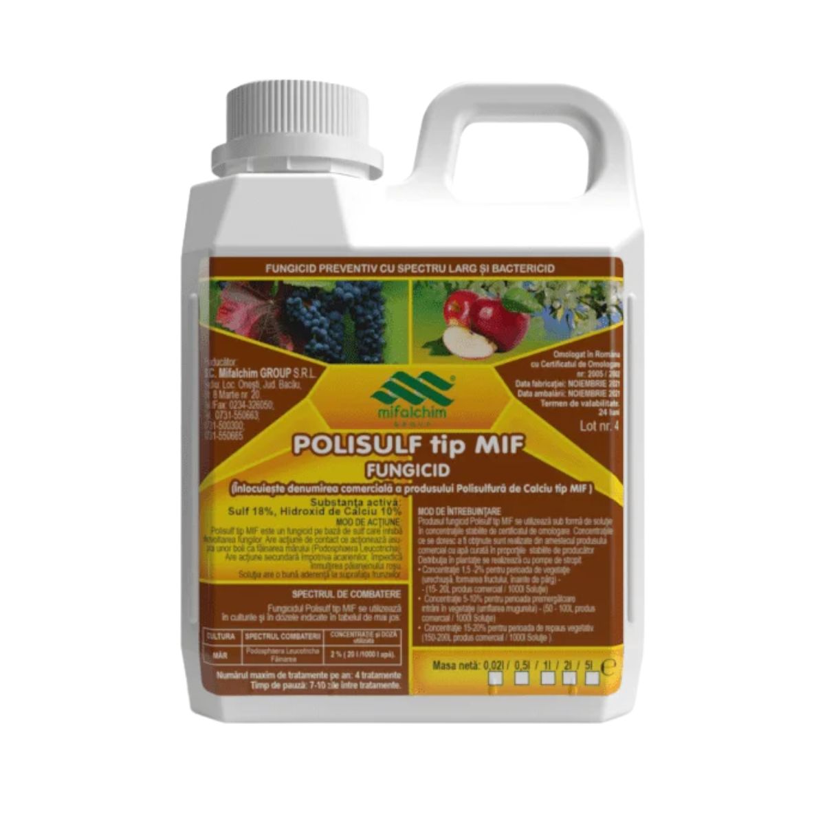 Fertilizanti si biostimulatori pentru aplicare foliara - Polisulf / Polisulfura de calciu, Tip MIF, 5 litri, hectarul.ro