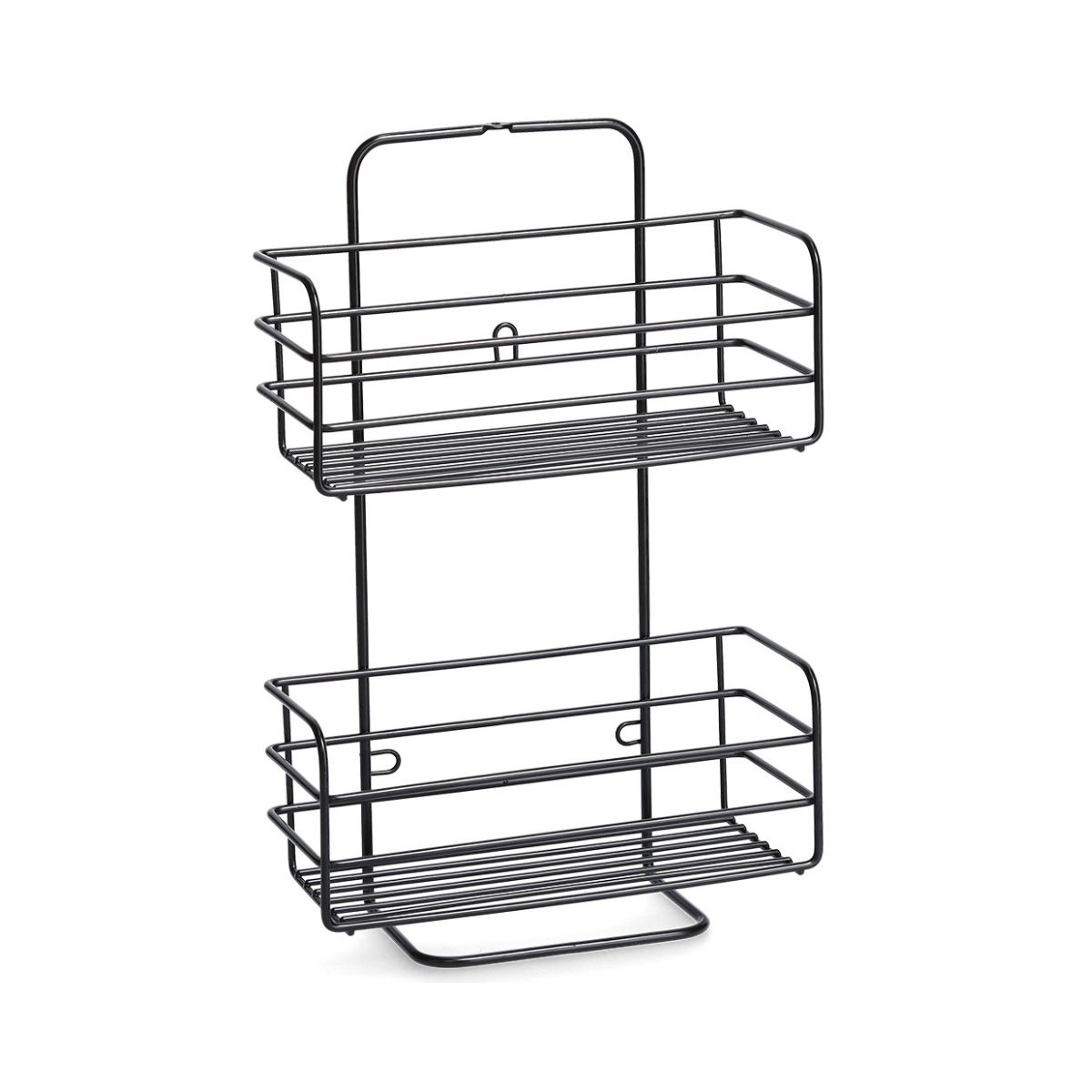 Baie - Suport de accesorii pentru baie/bucatarie cu ventuze, negru, din metal, 25 cm, Bathroom Rack Zeller, hectarul.ro