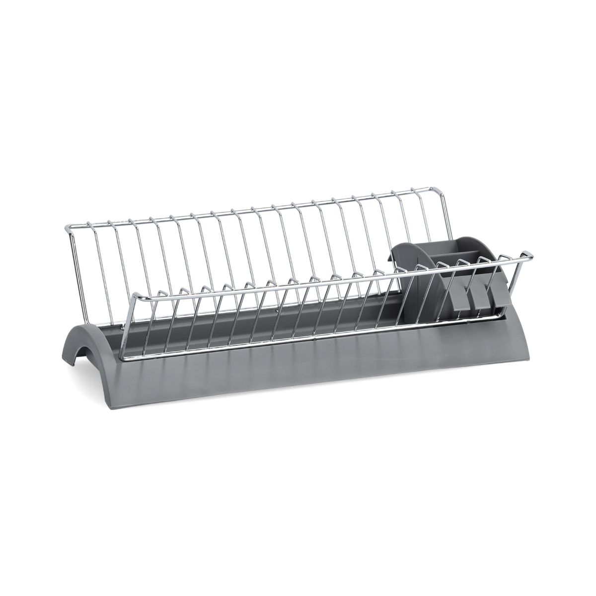 Bucatarie - Suport de vase, cu tava si suport de tacamuri, din metal si plastic, 42 cm, Dish Drain Rack Zeller, hectarul.ro