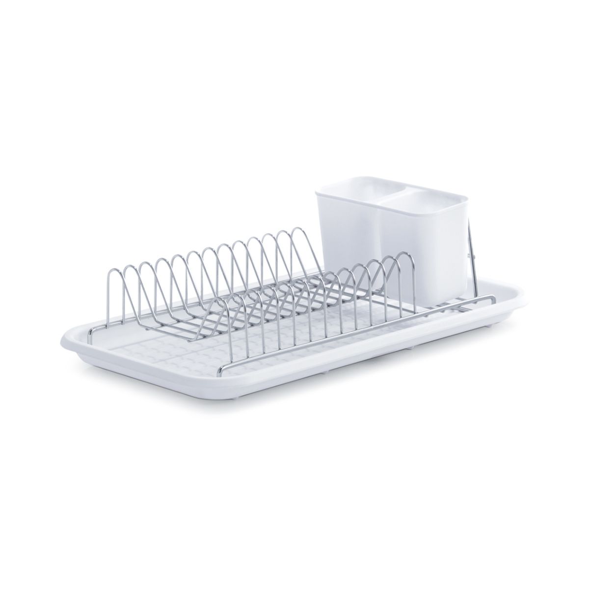 Bucatarie - Suport de vase, cu tava si suport de tacamuri, din metal si plastic, 44 cm, Dish Drain Rack Zeller, hectarul.ro