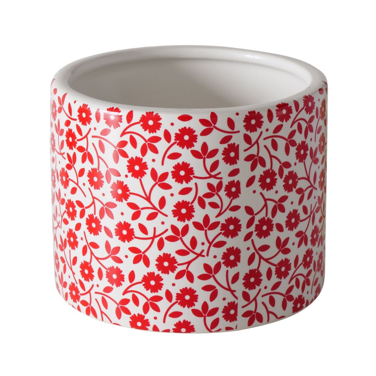 DECORATIUNI INTERIOR - Suport decorativ pentru ghiveci, din ceramica, Ø10 cm alb/rosu Floral Lilly Boltze, hectarul.ro