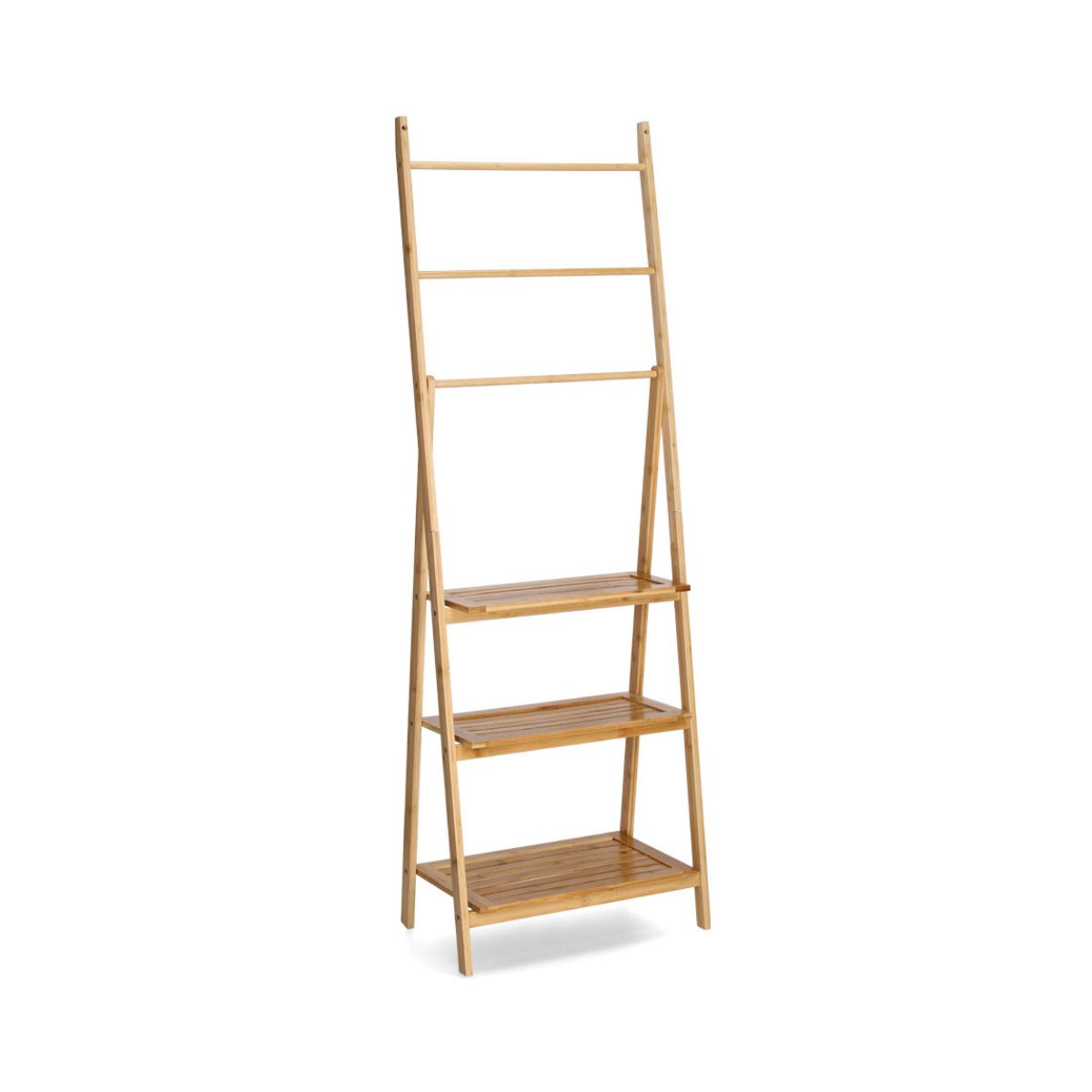 Baie - Suport pentru prosoape, maro, din bambus, 153,5 cm, Ladder Rack Zeller, hectarul.ro