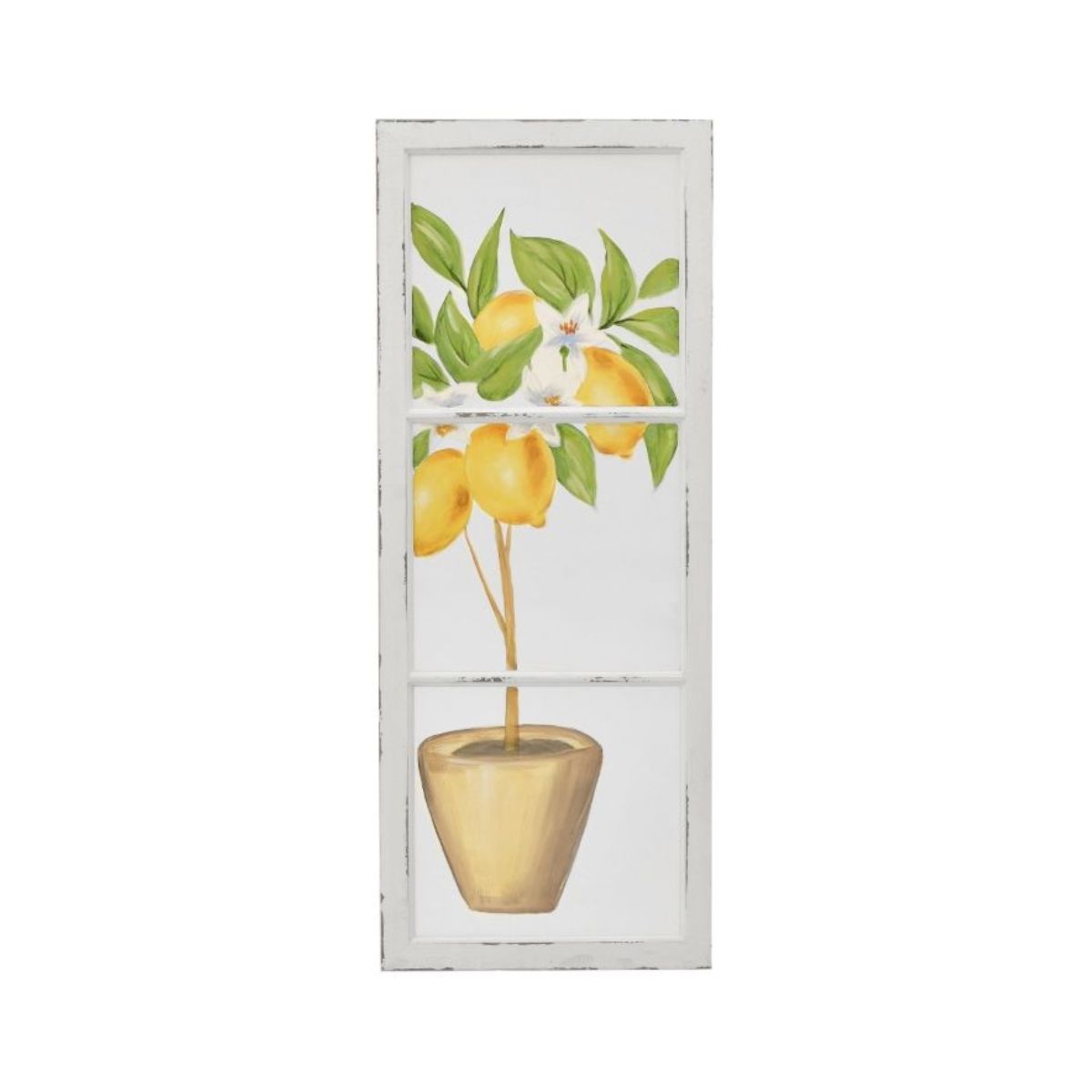 DECORATIUNI INTERIOR - Tablou din lemn de brad si plastic 39x99 cm Lemons Antique Inart, hectarul.ro