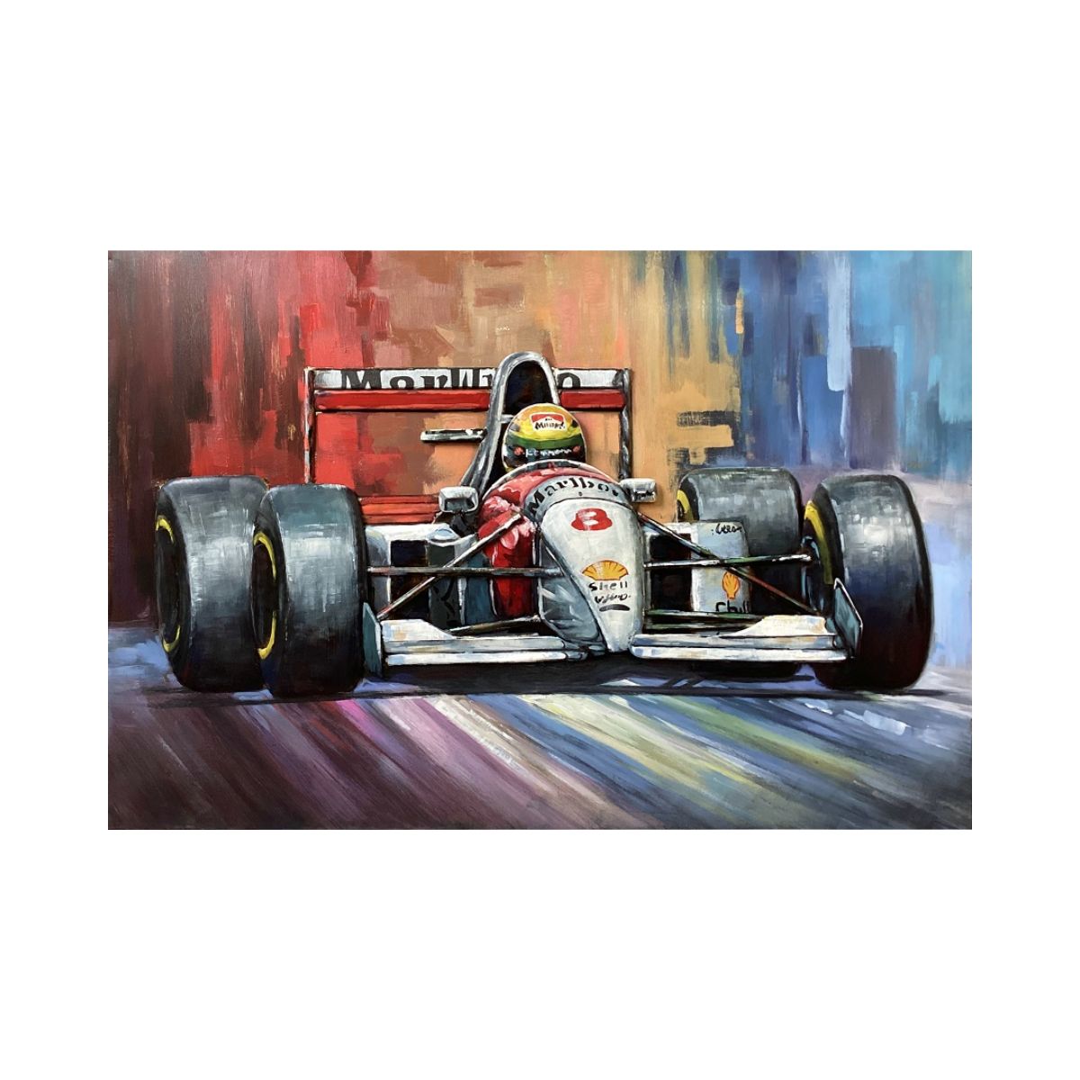 Tablouri - Tablou metal 3D metal F1 Ayrton Senna 120 x 80 x 4 cm, hectarul.ro
