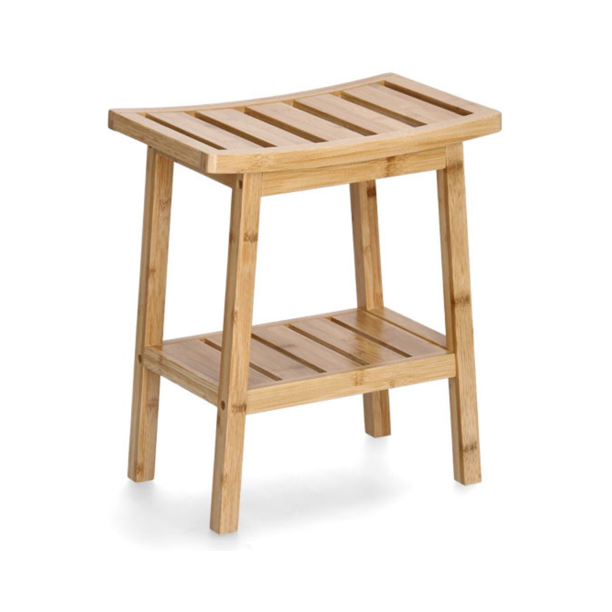 Baie - Taburet cu polita, maro din bambus, 46 cm, Stool Zeller, hectarul.ro