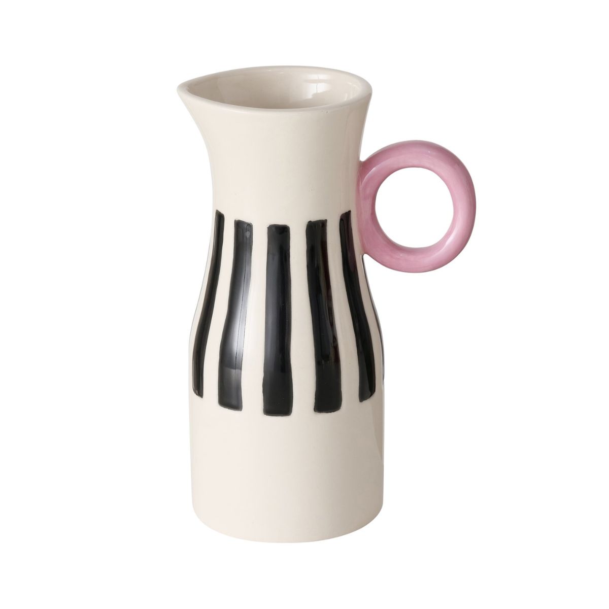 Decoratiuni de interior - Vaza crem cu dungi negre din ceramica 19 cm Spiky Boltze, hectarul.ro