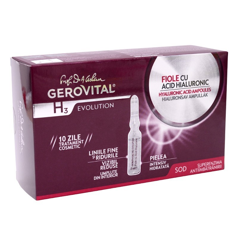Fiole cu acid hialuronic Gerovital H3 Evolution, 10 fiole x 2 ml, Gerovital
