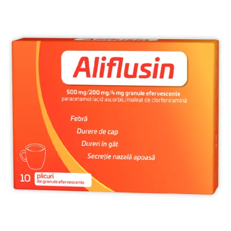 ALIFLUSIN 500 mg/200 mg/4 mg ,10 plicuri de granule efervescente