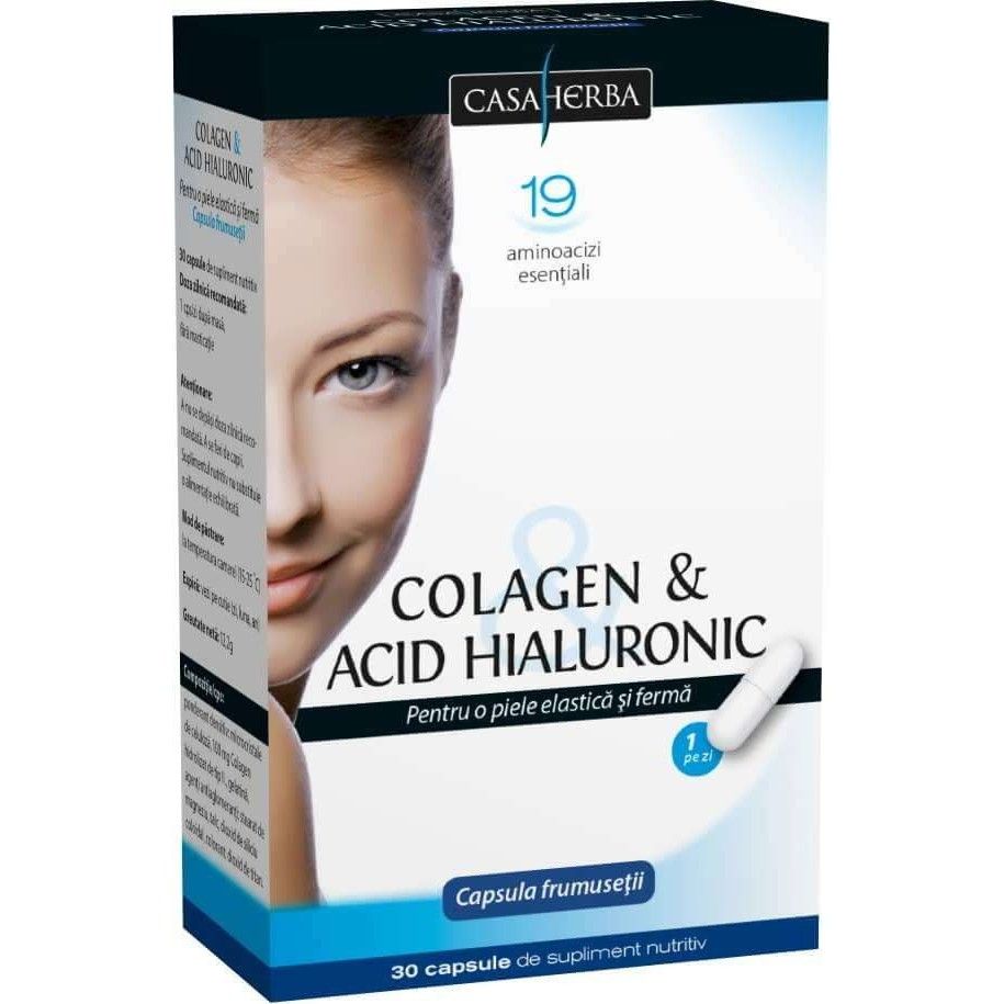 Colagen si Acid Hialuronic Forte - Interherb, 30 capsule (Pentru piele) - labrad.ro