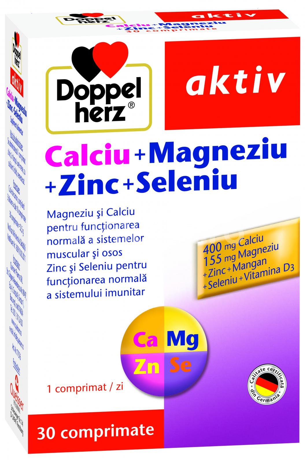 Calciu Magneziu Zinc Seleniu, 30 comprimate, Doppelherz 