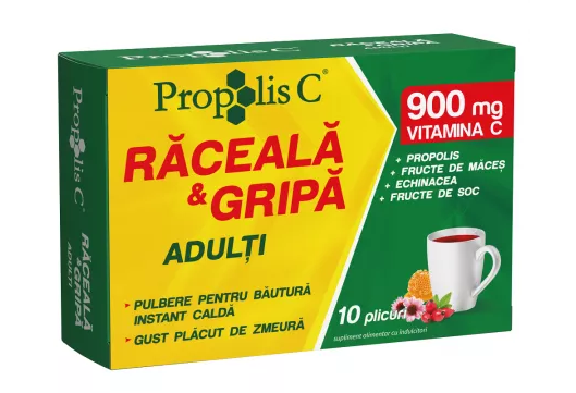 Propolis C raceala si gripa adulti, 10 plicuri, Fiterman Pharma 