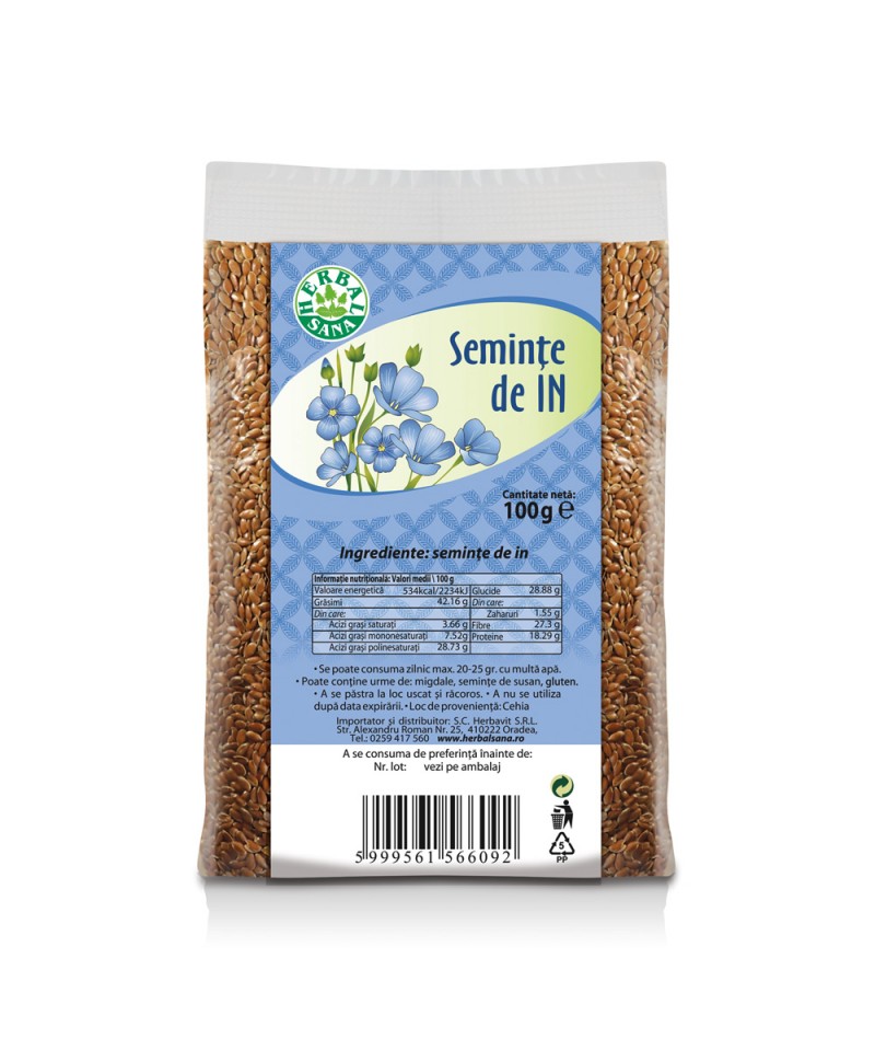 Seminte de In, 100 g, Herbalsana