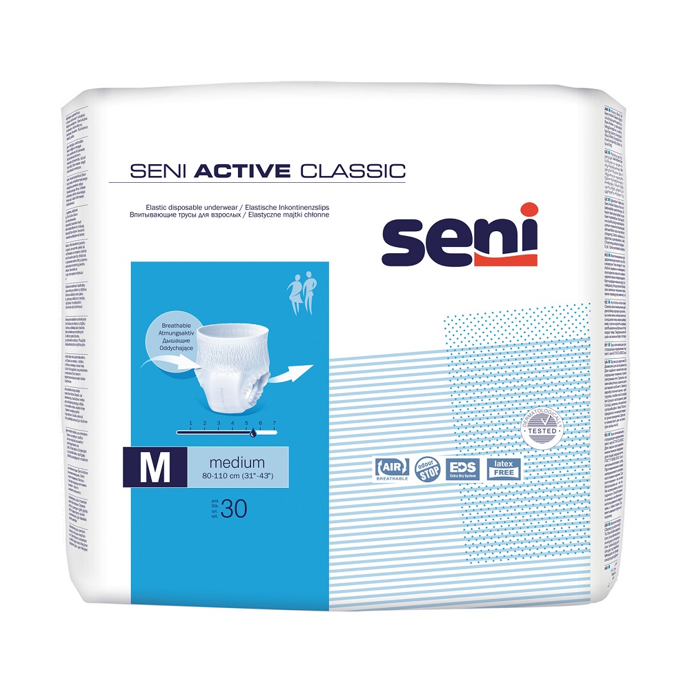  Chilot elastic absorbnt Seni Active Classic, Medium, 30 bucati, Tzmo Sa 