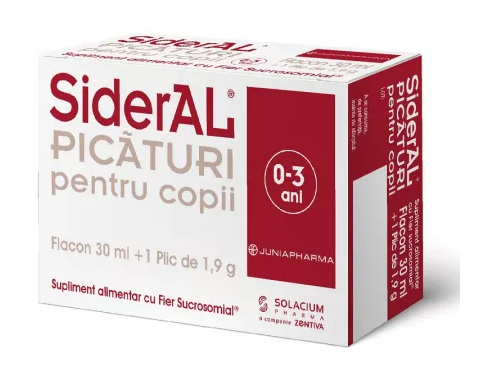 Picaturi pentru copii SiderAL, flacon 30 ml + plic 1,9 grame, Solacium Pharma 
