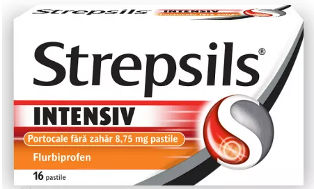 Strepsils intensiv fara zahar cu aroma de portocale, 8,75 mg, 16 pastile, Reckitt Benckiser Healthcare 